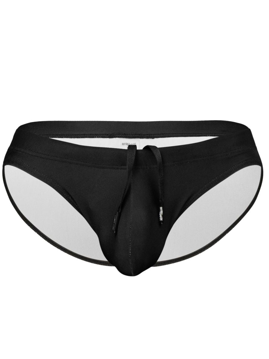 ErgoWear EW1831 X4D SW black swim bikini with drawstring waistband and white inner lining for swimming