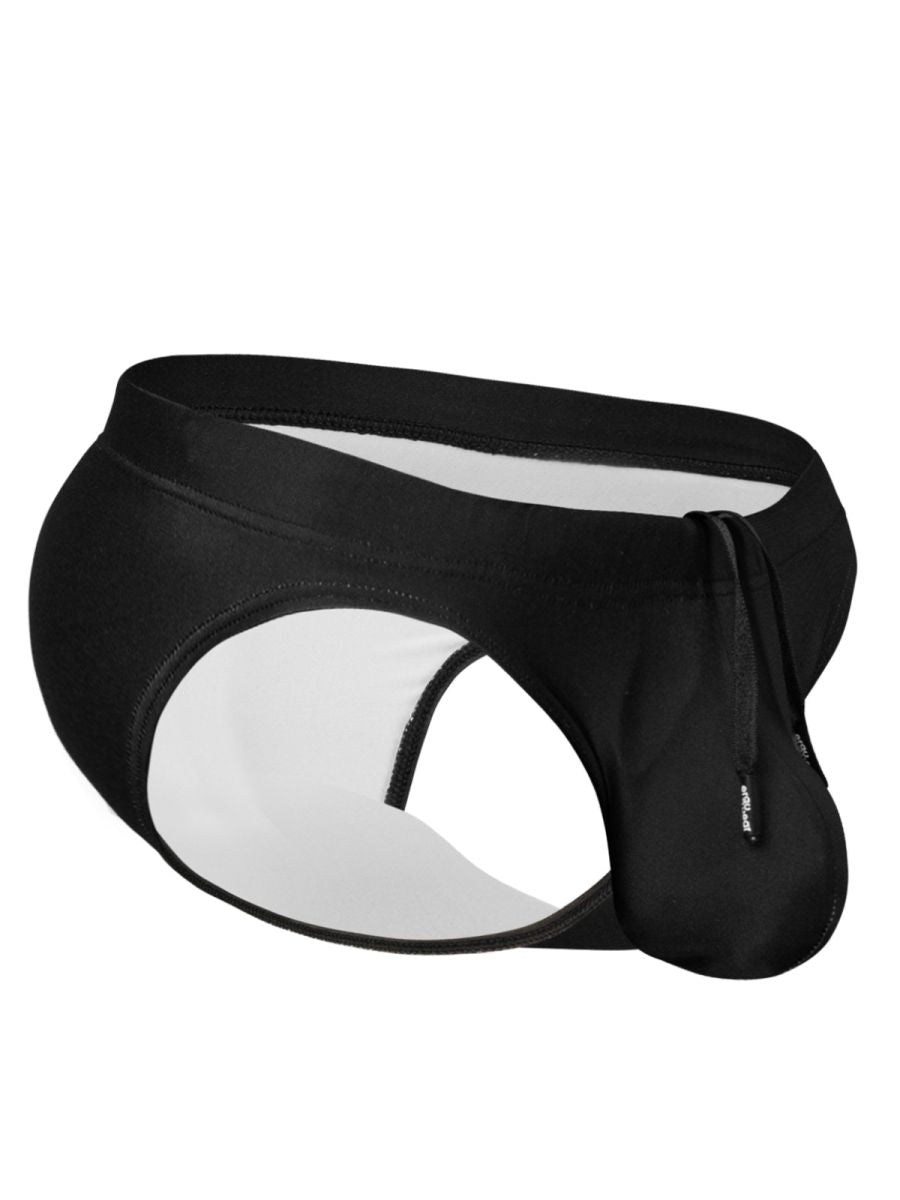 Black swim trunks ergo wear ew1831 x4d sw bikini with white interior and side zipper closure for swimming use
