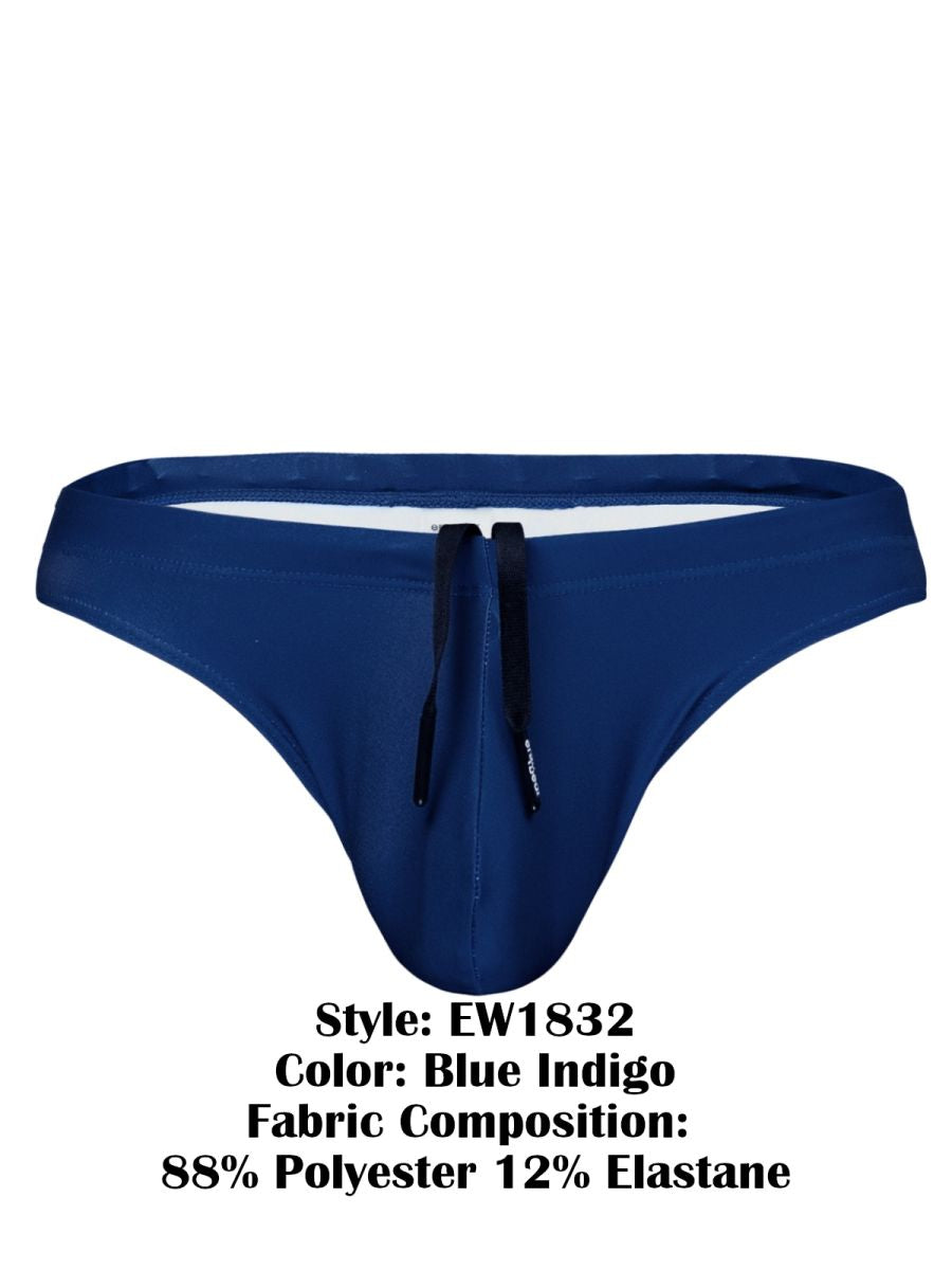 ErgoWear ew1832 x4d swim thongs in blue indigo with black drawstrings and white interior lining for beach use