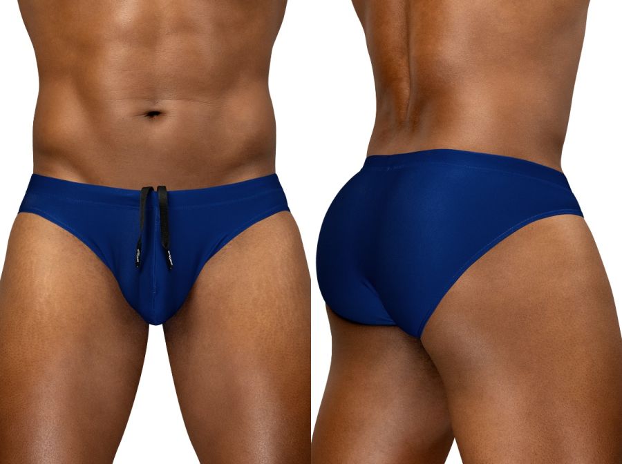 Navy blue swim trunks with black drawstring ties from ergowear ew1833 x4d sw swim bikini in blue indigo color