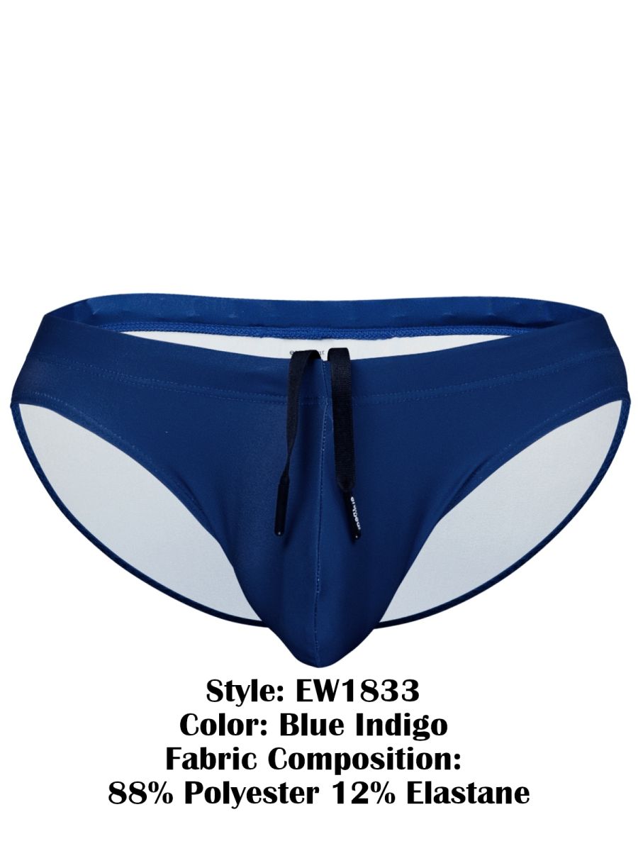 Ergowear ew1833 x4d sw swim bikini in blue indigo with white side panels and black drawstrings for comfortable wear