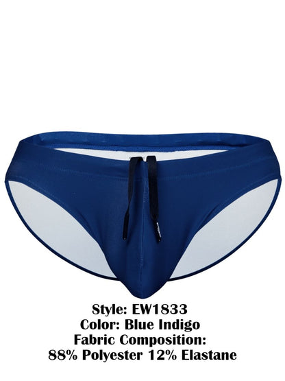 Ergowear ew1833 x4d sw swim bikini in blue indigo with white side panels and black drawstrings for comfortable wear