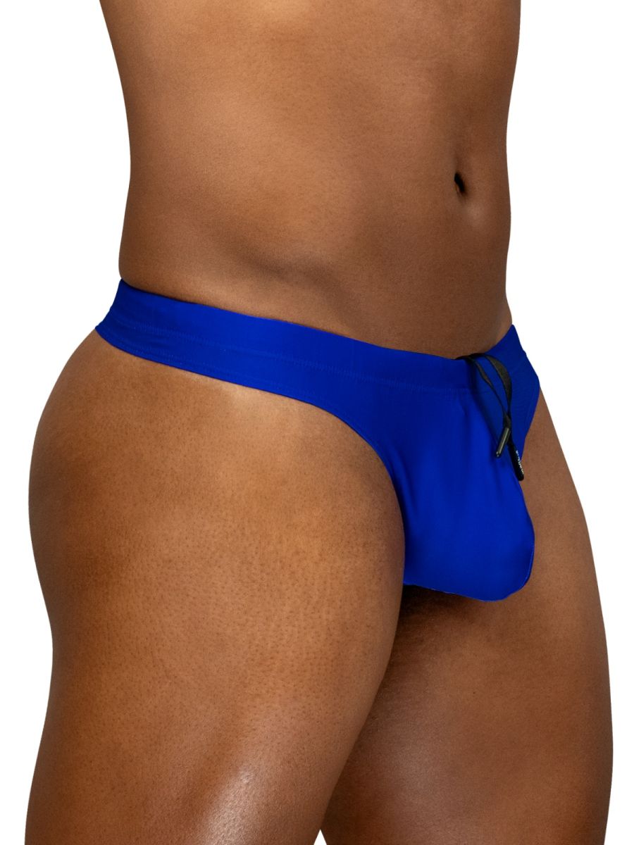 Bright blue ergo wear ew1834 x4d swim thongs with snug fit and adjustable drawstring waistband in skydiver color