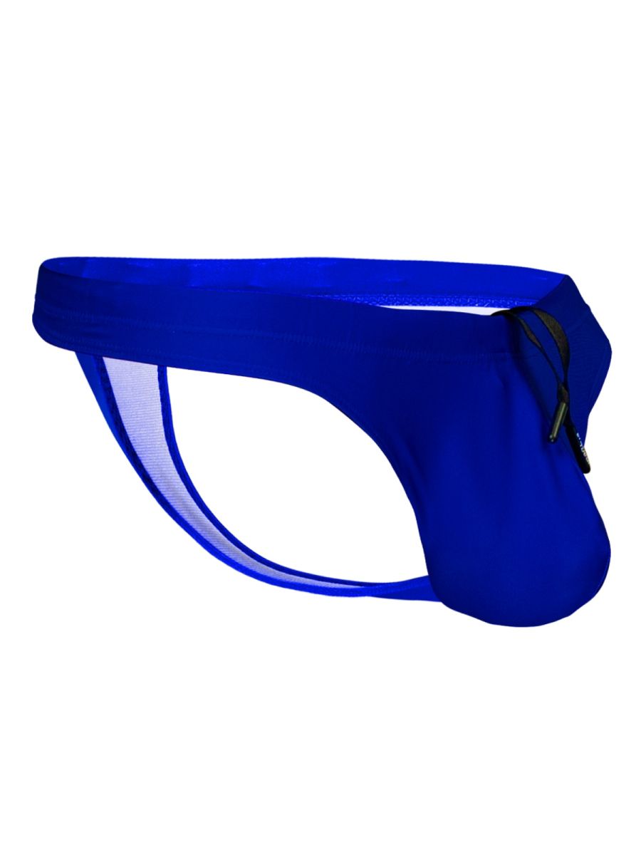 Royal blue mesh swim briefs with solid waistband and side ties from ergowear ew1834 x4d swim thongs skydiver color