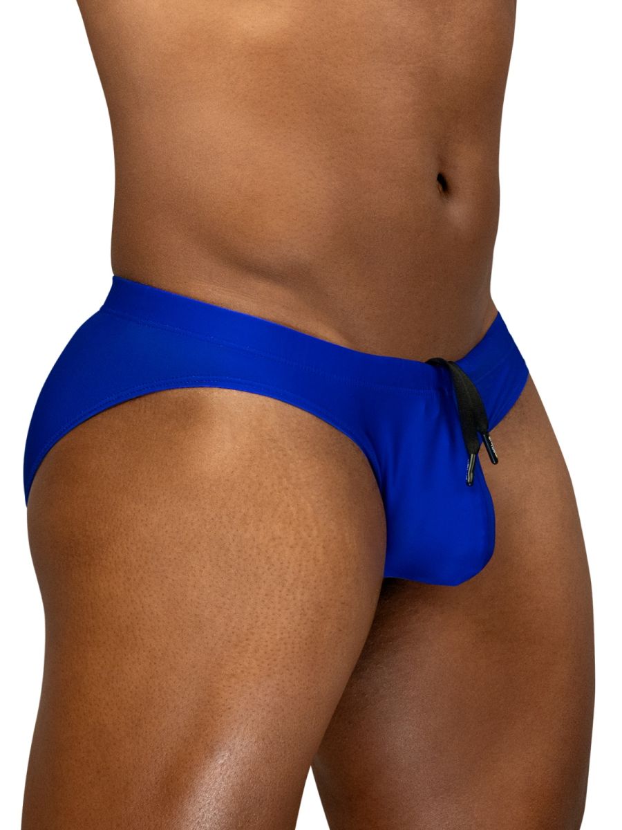 Bright blue ErgoWear EW1835 X4D SW swim bikini with black drawstring designed for comfortable swimming