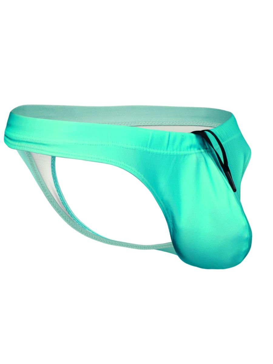 Ergowear ew1836 x4d sw swim thongs in aqua feature vibrant turquoise fabric with sleek form-fitting design and black drawstring