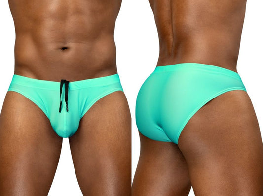 Ergowear ew1837 x4d aqua swim bikini featuring turquoise swim trunks with black drawstring for water activities