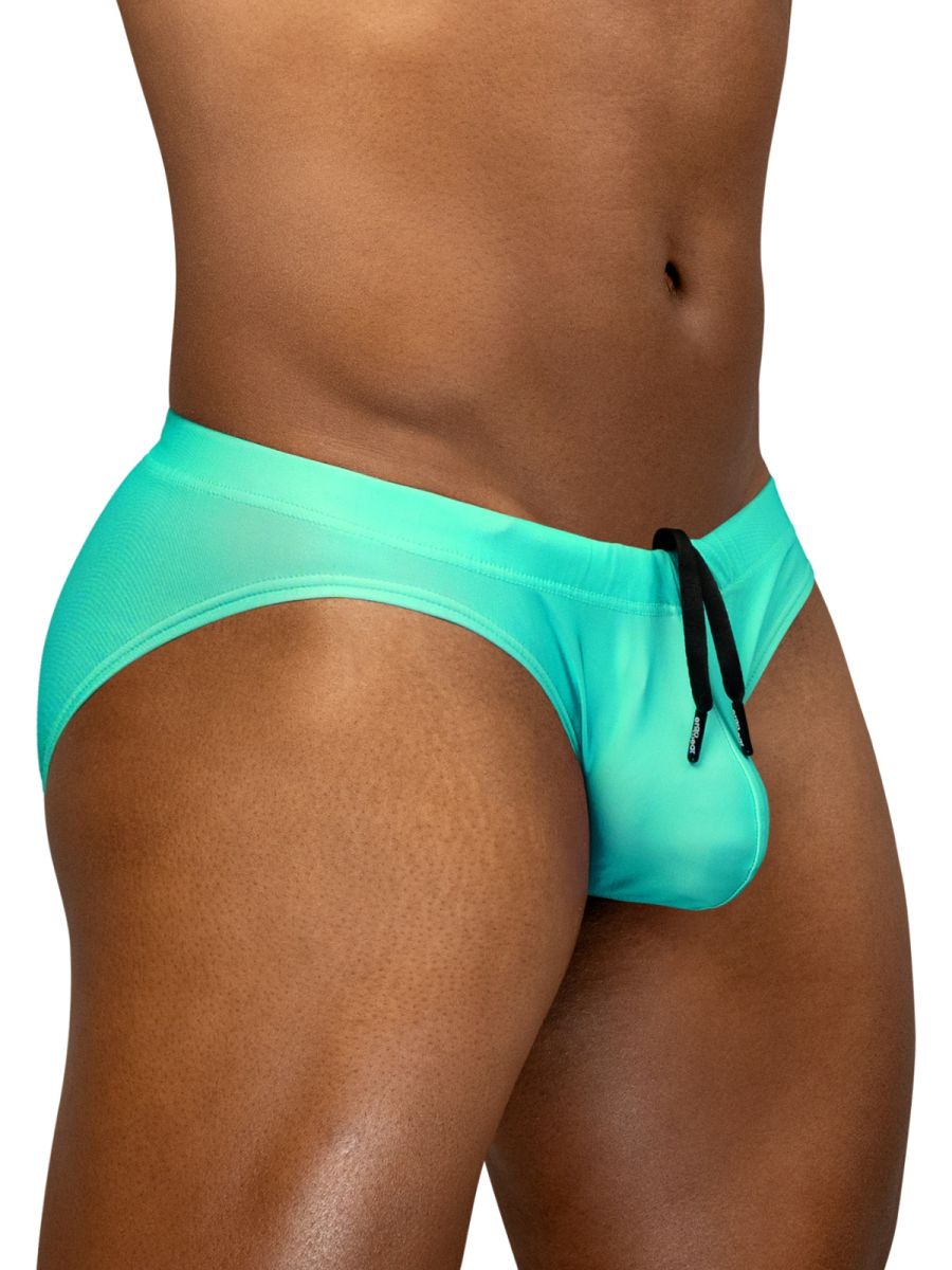 Turquoise mesh swim trunks with black drawstring by ergowear ew1837 x4d sw swim bikini in aqua color