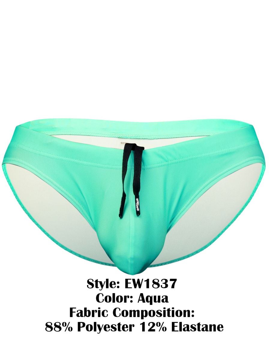 Ergowear ew1837 x4d swim bikini in aqua with black drawstring made of 88% polyester 12% elastane sleek fit