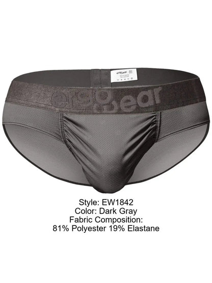 Dark gray men's briefs by ErgoWear featuring a comfortable elastic waistband and a soft breathable fabric blend.