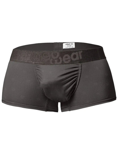 Dark gray men's trunks by ErgoWear featuring a breathable fabric and a comfortable elastic waistband with logo detail