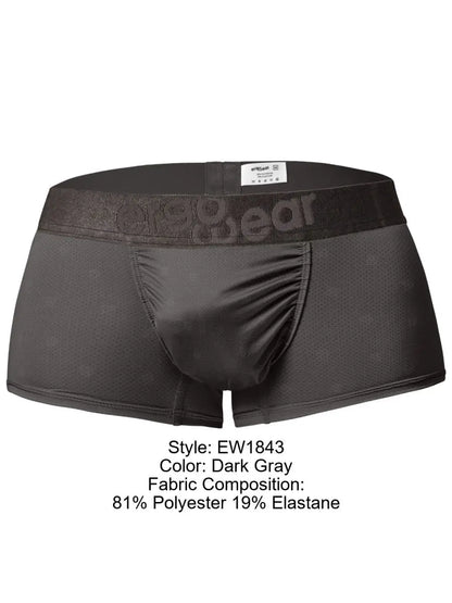 Dark gray men's trunks by ErgoWear made from breathable fabric with a comfortable waistband and a sleek design.