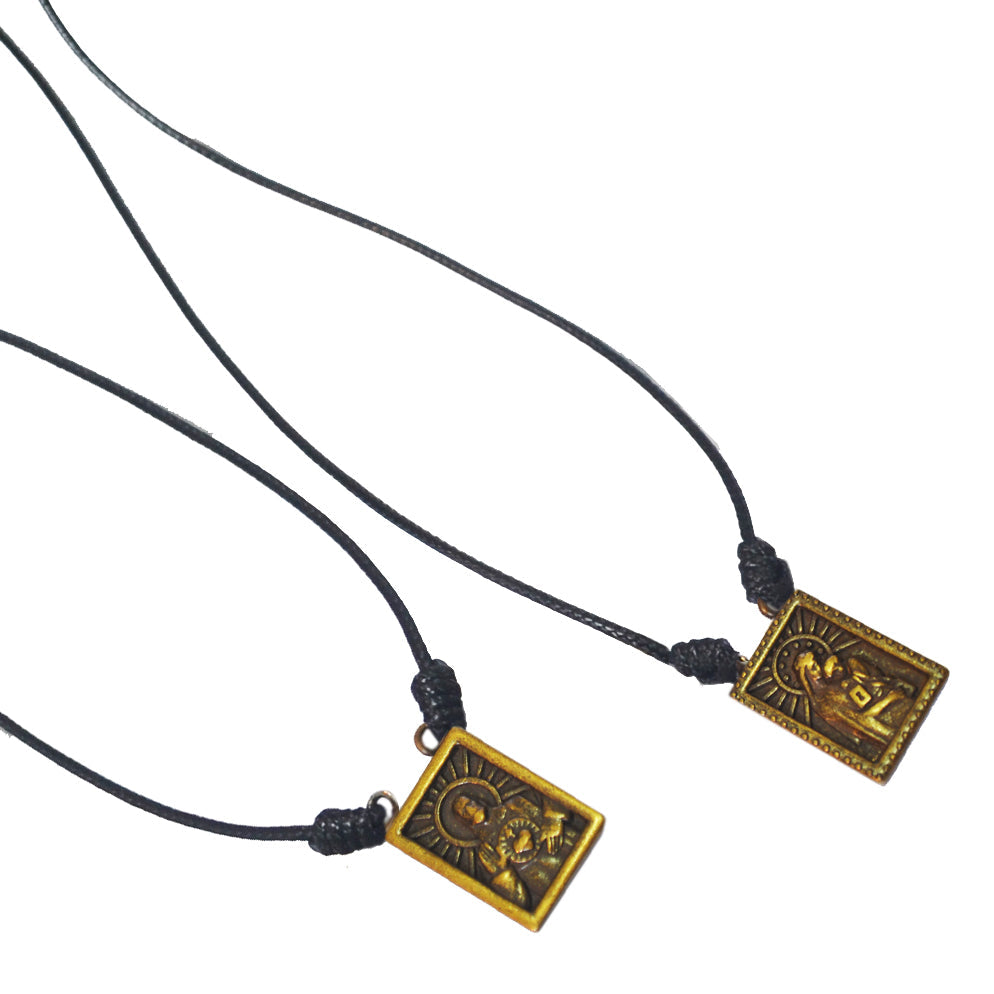 CA-RIO-CA Herren-Skapulier mit Kordel in 5 Anhängerfarben: Schwarz, Silber, Vintage-Gold, Gold, Graphit - Herrenhalskette - Herrenschmuck
