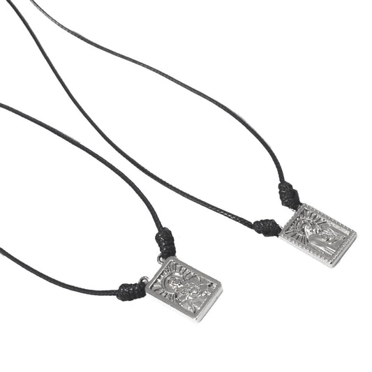 CA-RIO-CA Male Scapular with Cord in 5 colors of Pendant Black, Silver, Vintage Gold, Gold, Graphite Scapular  - Men's Necklace - Male Jewelry