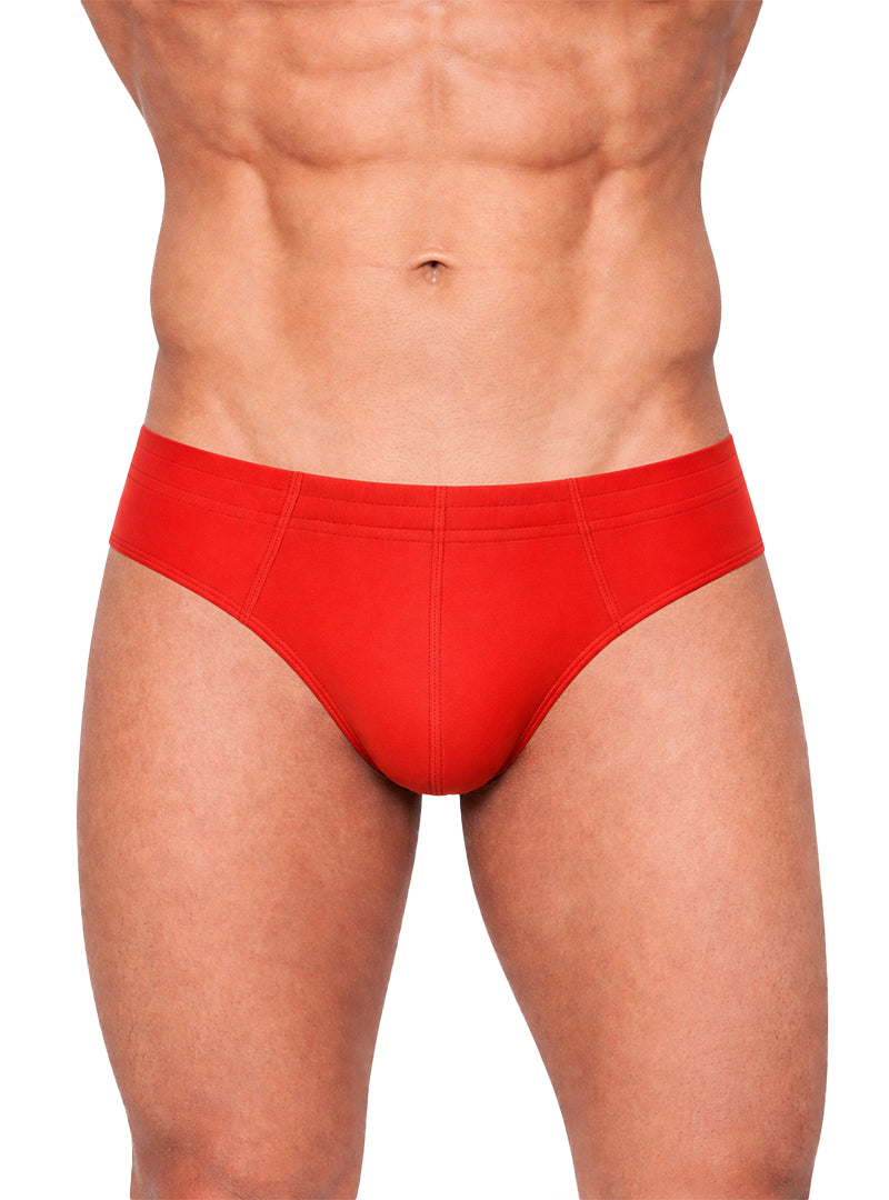 Red essential cotton brief with smooth form-fitting design made of soft breathable cotton for everyday comfort