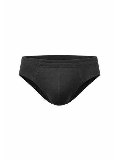Black essential cotton brief with smooth form fitting design and subtle stitching details front view