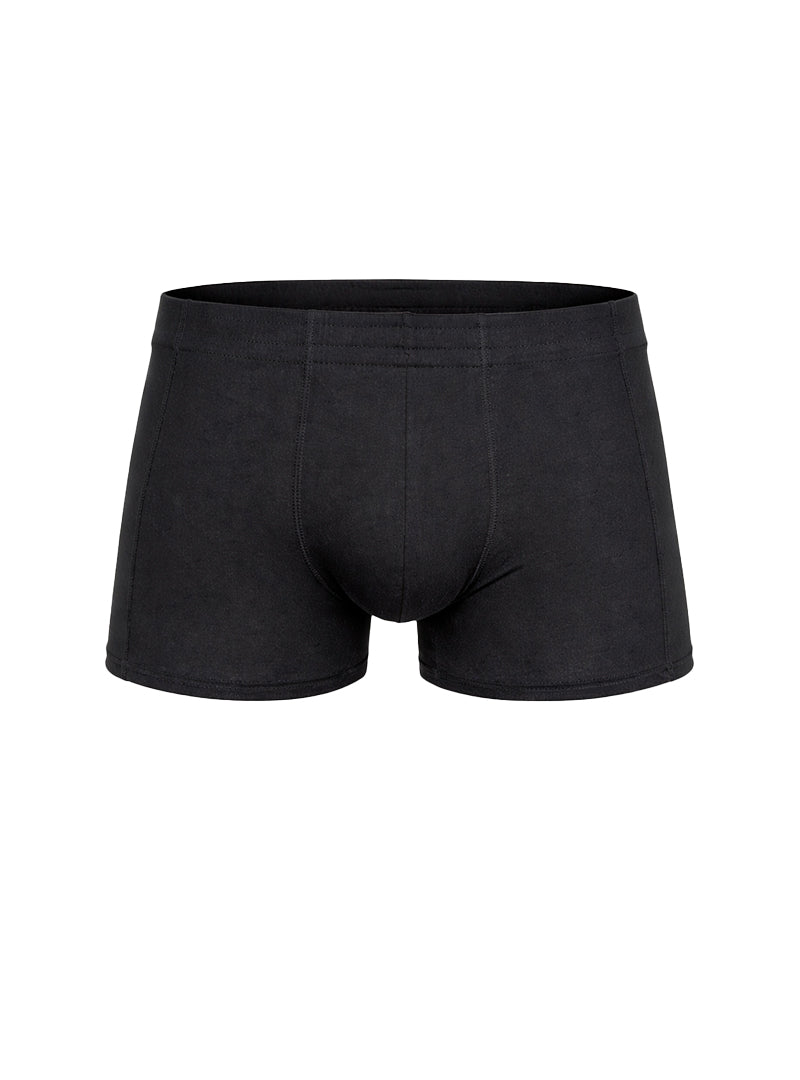 Black men’s Essential Trunk boxer briefs with smooth form-fitting design and elastic waistband in black