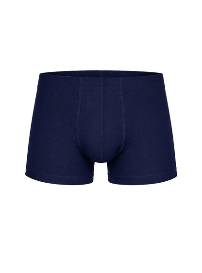 Navy blue cotton essential trunk briefs with smooth seamless design and reinforced stitching for comfort and durability
