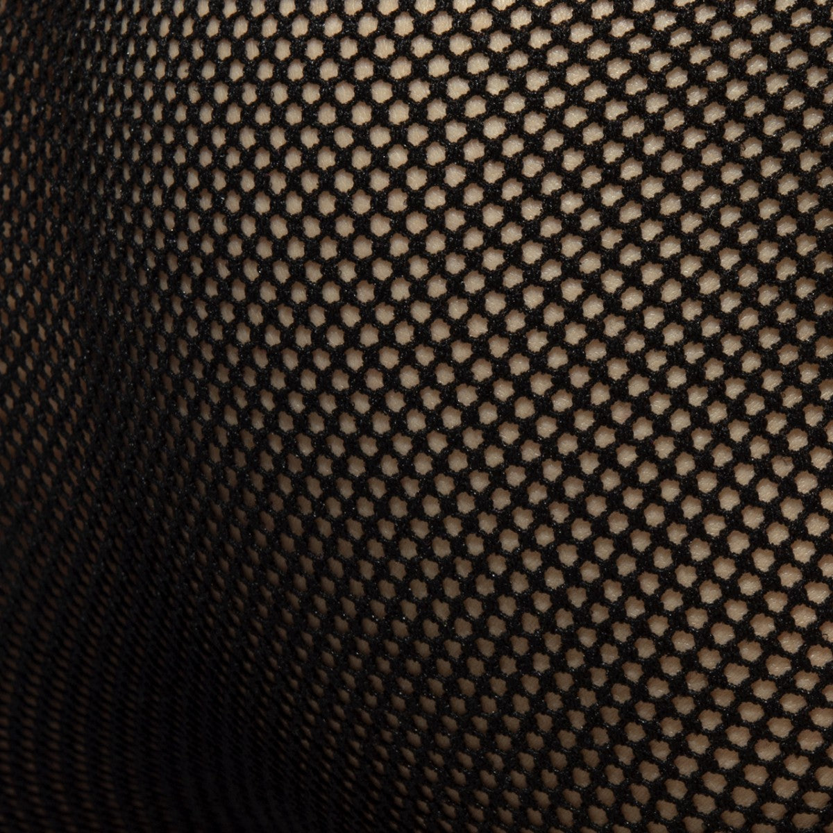 Black fever mesh brief fabric featuring a consistent hexagonal mesh pattern for breathability and comfort