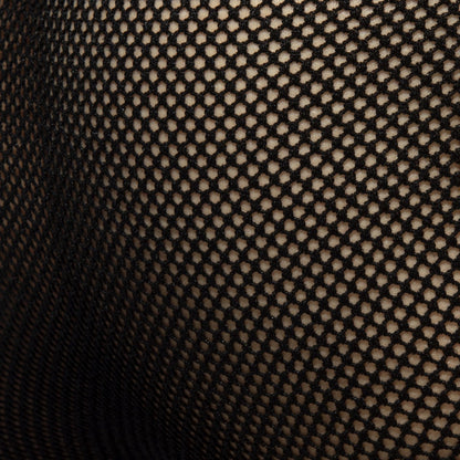 Black fever mesh brief fabric featuring a consistent hexagonal mesh pattern for breathability and comfort