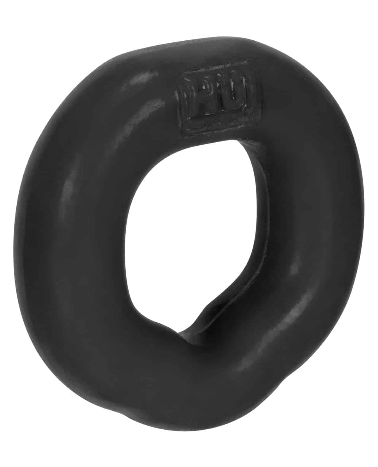 Black matte silicone fit ergo long-wear c-ring with organic shape and embossed pro logo on inner surface