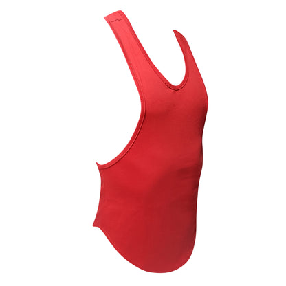 A vibrant red fizx tank top with a v-neckline and seamless construction for a form-fitting fit