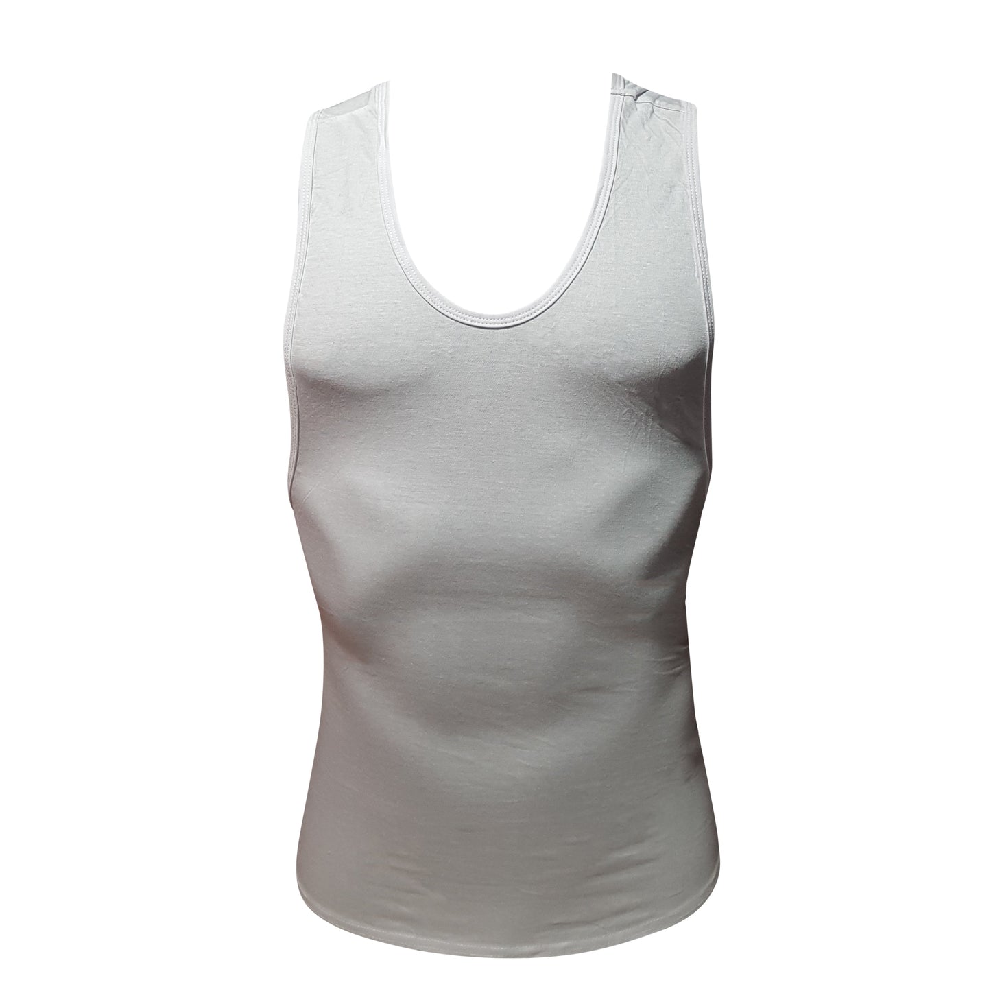 White fizx tank top sleeveless fitted design with rounded neckline made of breathable fabric for activewear