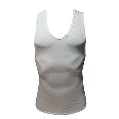 White fizx tank top sleeveless fitted design with rounded neckline made of breathable fabric for activewear