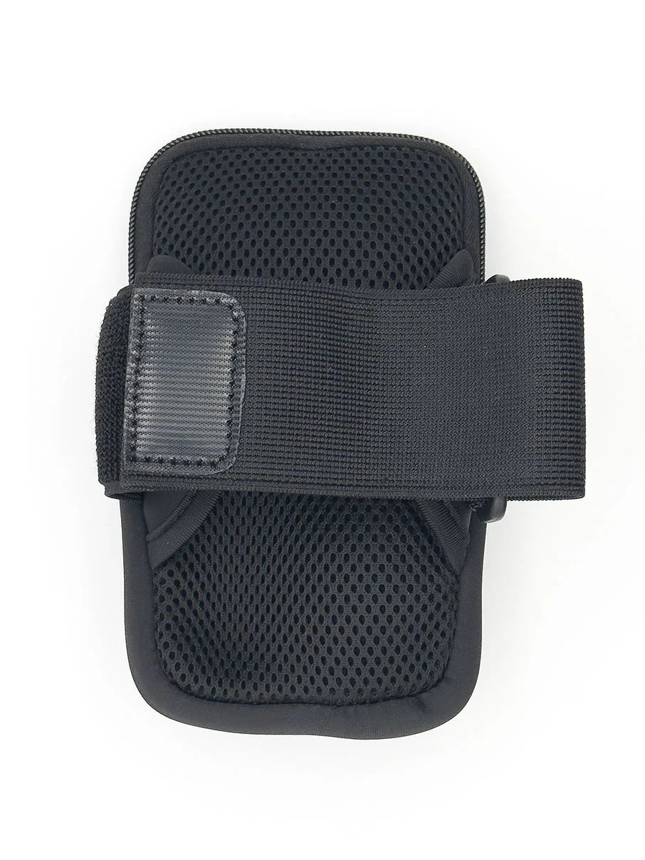 Black mesh armband with adjustable elastic strap and velcro closure for fk sport 3 pocket neoprene pouch