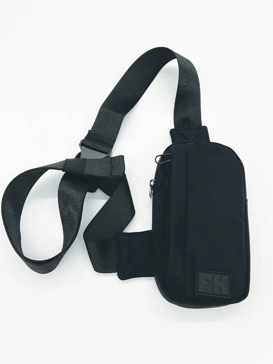 Fk sport cross body bag black nylon with adjustable strap and zipper closure for secure carry