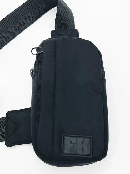 Black fk sport crossbody bag with sleek minimalist design and durable fabric for everyday use