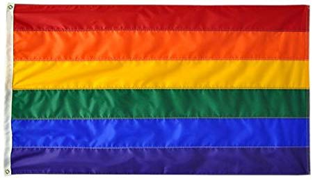 Rainbow pride flag with six horizontal red orange yellow green blue and violet stripes for vibrant display use