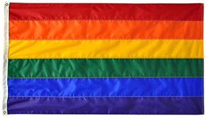 Rainbow pride flag with six horizontal red orange yellow green blue and violet stripes for vibrant display use