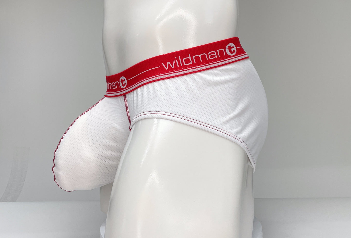 WildmanT Mesh Brief White and Red