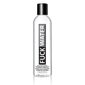 An 8.1 oz clear plastic bottle of Fuck Water silicone-based personal lubricant with a black cap.