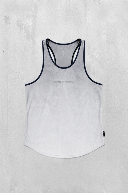 Jed North Men's Fast-Dry Bodybuilding Workout Stringer - Dusted White w/ Navy