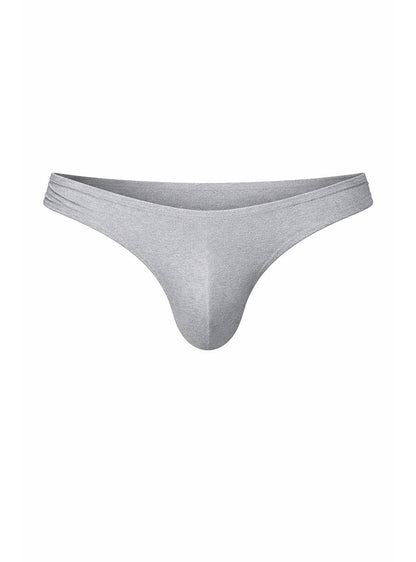 Gray seamless thong made of soft fabric with contoured design from Fizx full coverage mens bikini shown from back