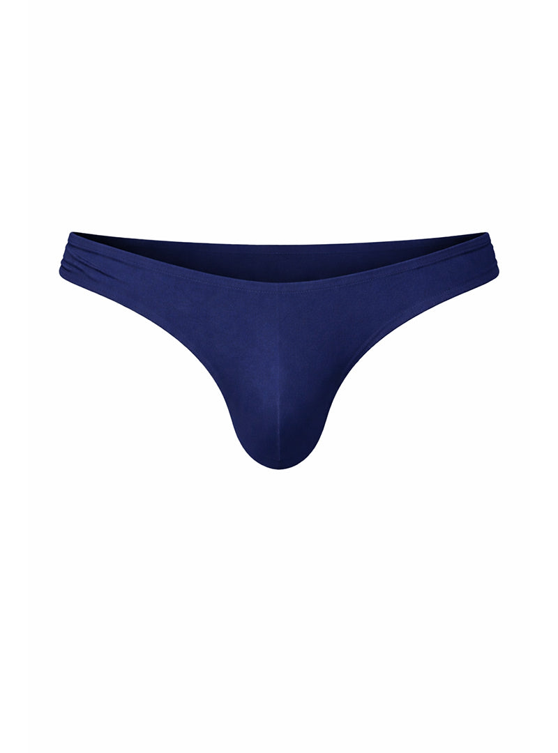 Navy blue Fizx full coverage men’s bikini thong made of smooth stretchy fabric with contoured design back view