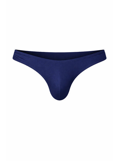 Navy blue Fizx full coverage men’s bikini thong made of smooth stretchy fabric with contoured design back view