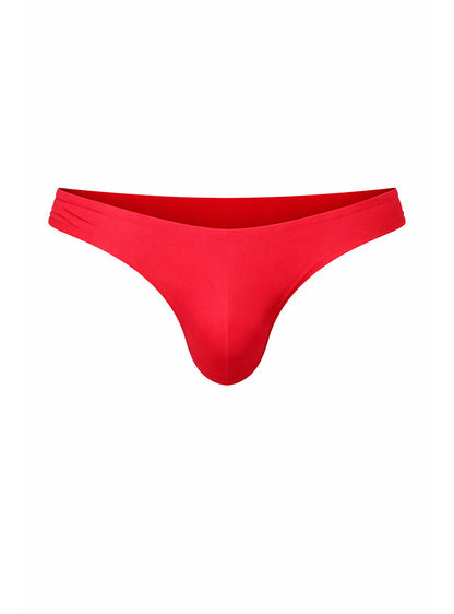 A vibrant red fizx full coverage men’s bikini made of smooth fabric with a contoured seamless thong design