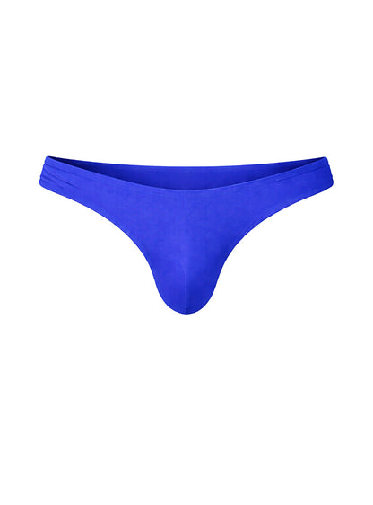 A vibrant royal blue fizx full coverage men’s bikini thong made of smooth stretchy fabric with a sleek minimalist design