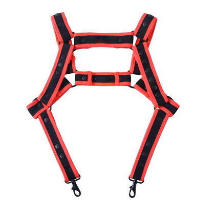Red and black reflective safety harness fizx harness with adjustable straps and metal hooks for secure fit and durability