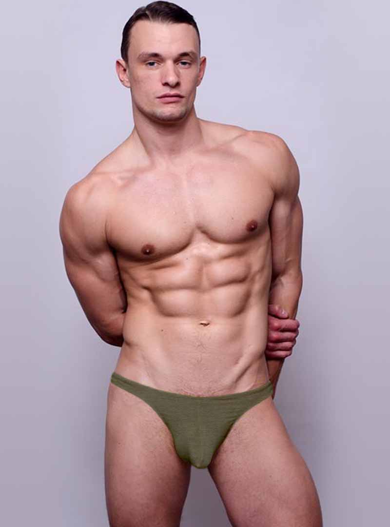 Olive green fizx rio rayon plus pouch athletic briefs featuring a supportive pouch and breathable fabric