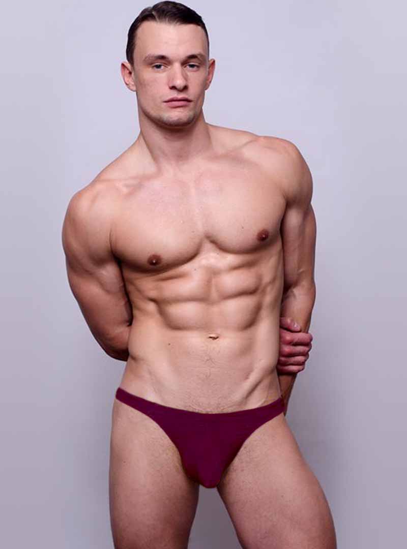 A maroon fizx rio rayon plus pouch brief with form-fitting smooth fabric and minimalistic design