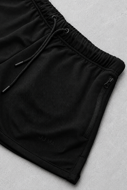 JJ Malibu Men's For-the-Night 2" Gym Short Shorts with Drawstring - All Black