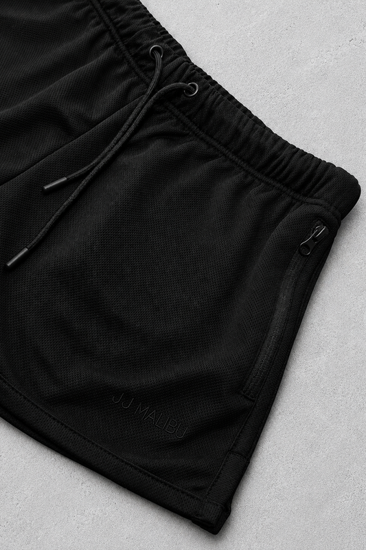 JJ Malibu Men's For-the-Night 2" Gym Short Shorts with Drawstring - All Black