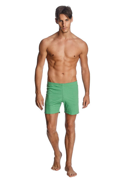 Green cotton swim trunks fusion yoga short in bamboo green designed for comfort and flexibility during workouts