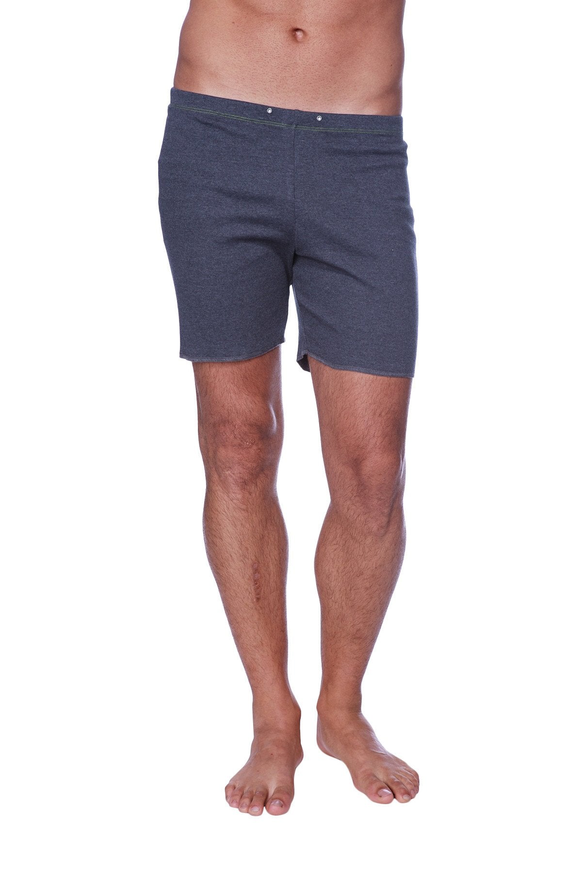 Fusion yoga short charcoal dark gray textured shorts with subtle pattern and button closure at the waist