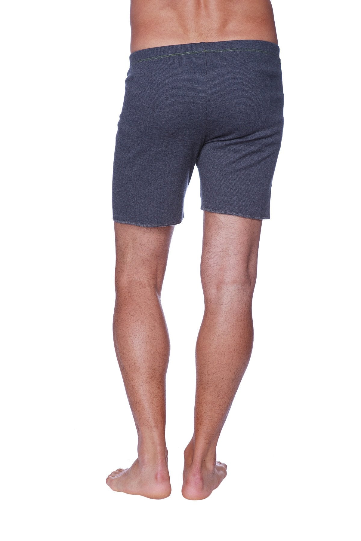 Fusion yoga short charcoal in dark gray textured fabric with a simple straight cut design for comfortable wear