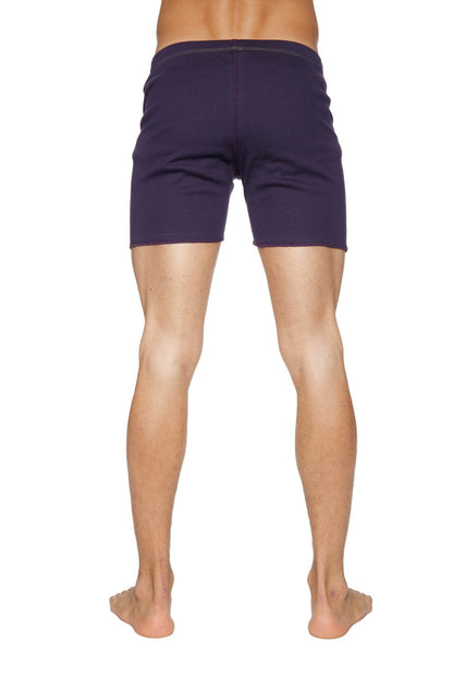 Fusion yoga short eggplant navy blue cotton shorts with simple straight cut and elastic waistband for comfort